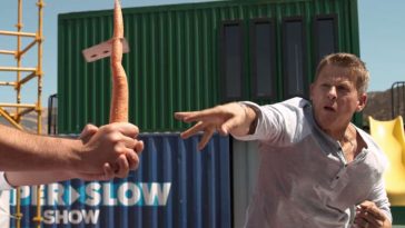 English video lesson: fast people in slow motion. Listening comprehension, vocabulary, grammar: prepositions (in/out/on/off/through)