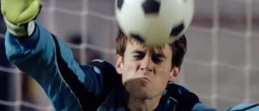 English video lesson: Top soccer shootout. Listening comprehension, vocabulary, grammar: word order - here he goes