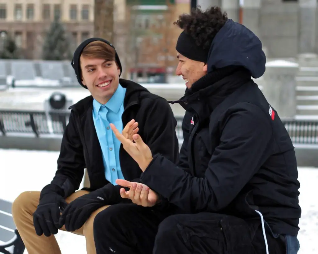 Two men having a conversation